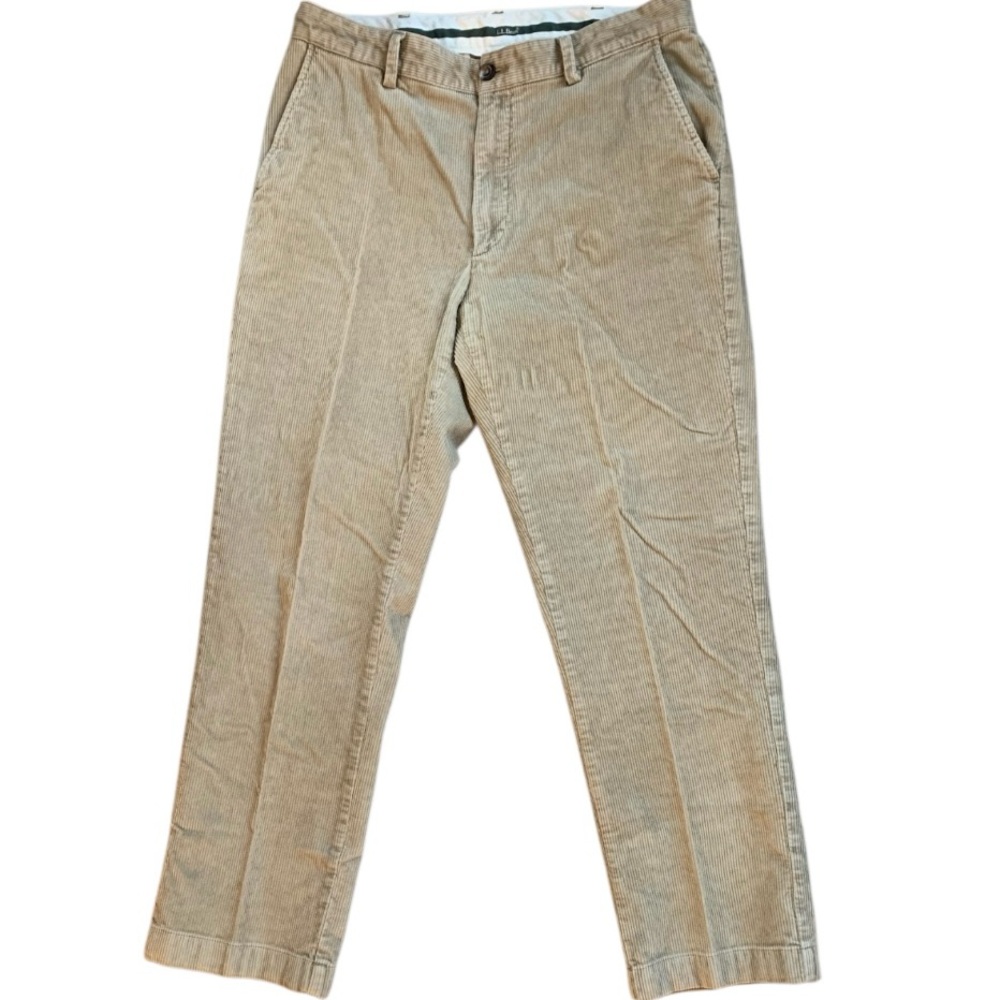 LL Bean Corduroy Pants Stretch Country Light Tan Classic Fit Men's 33 X 29